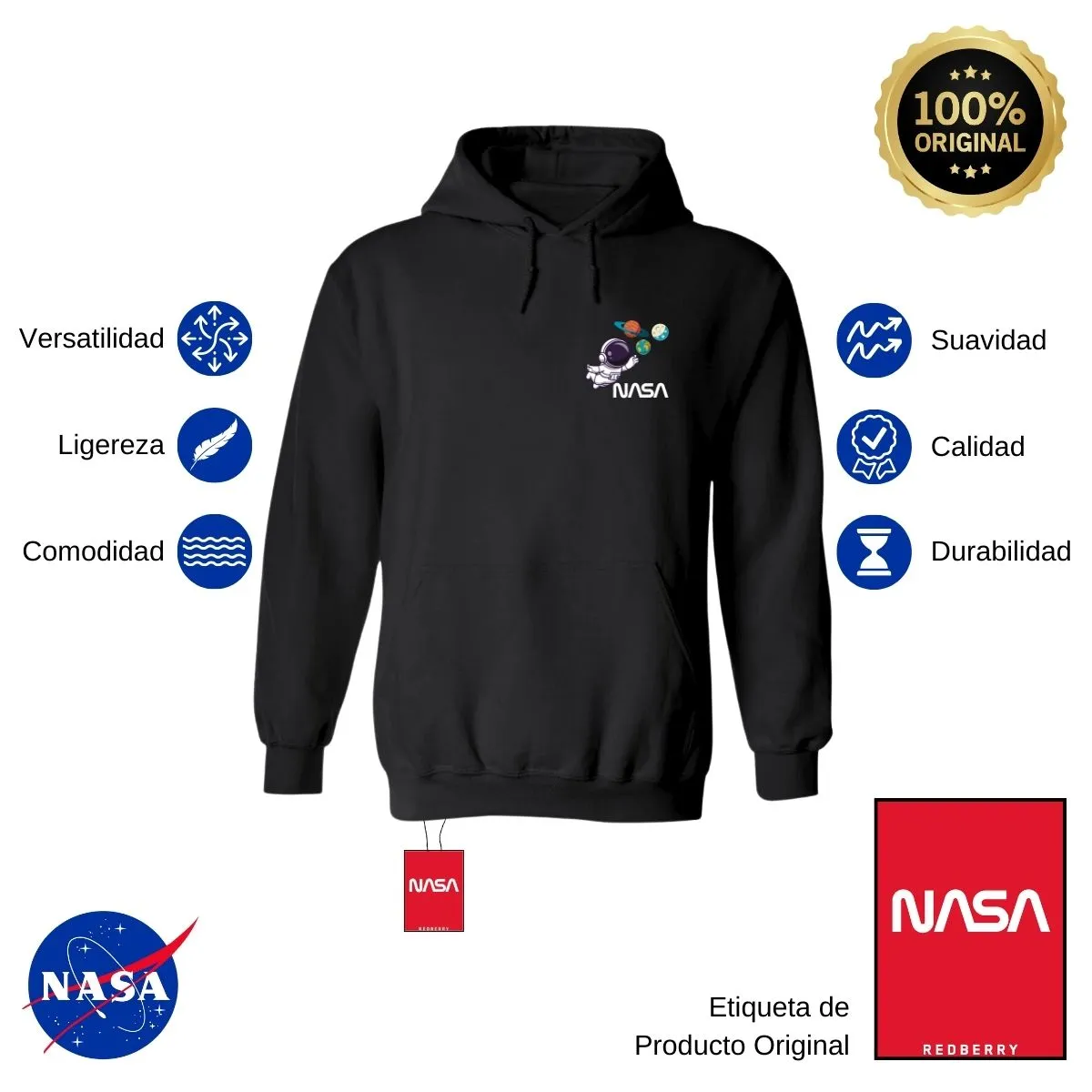 Sudadera Hombre Hoodie Nasa Astronauta