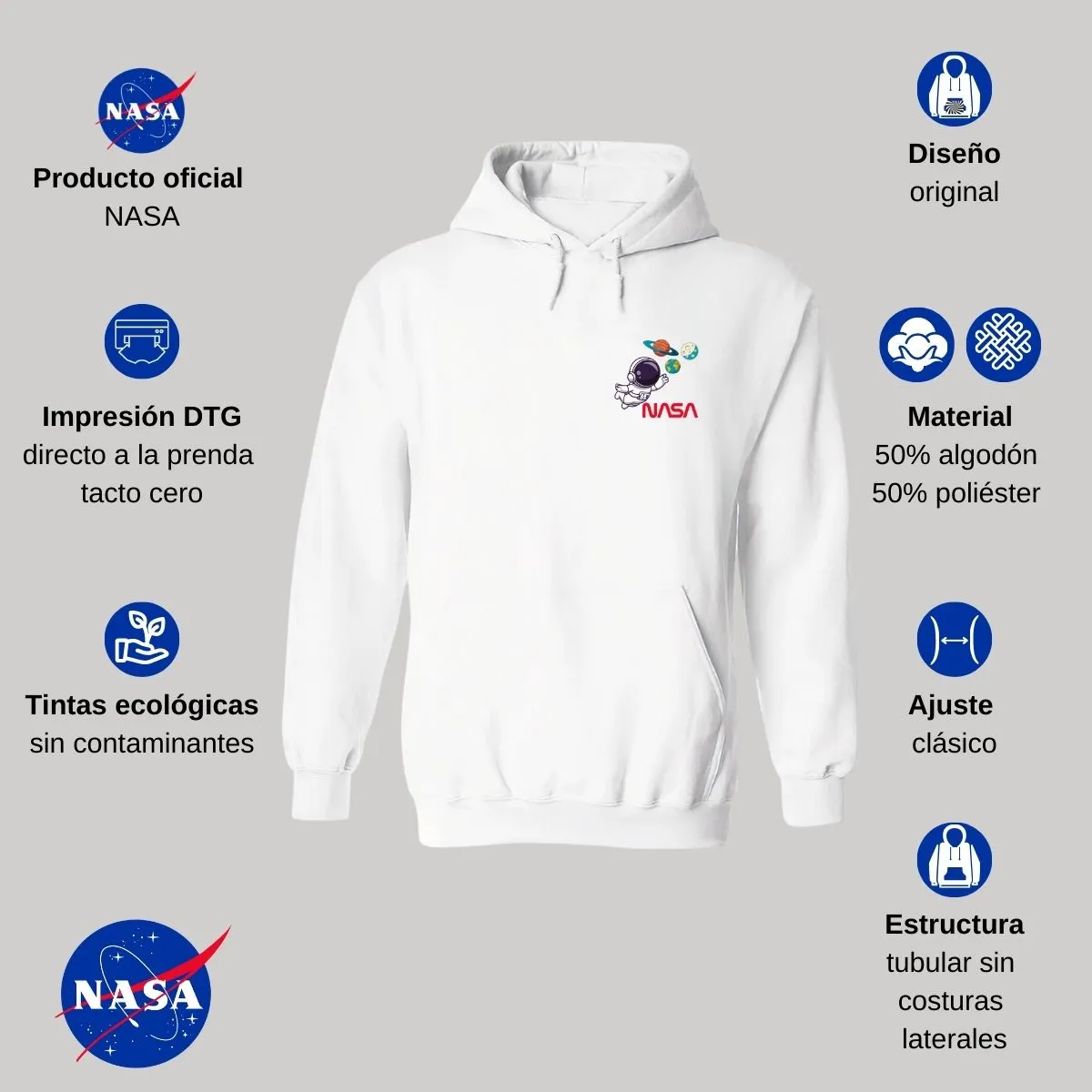 Sudadera Hombre Hoodie Nasa Astronauta