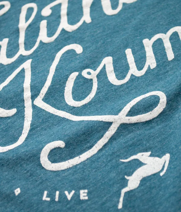 Talitha Koum – Teal   White Print