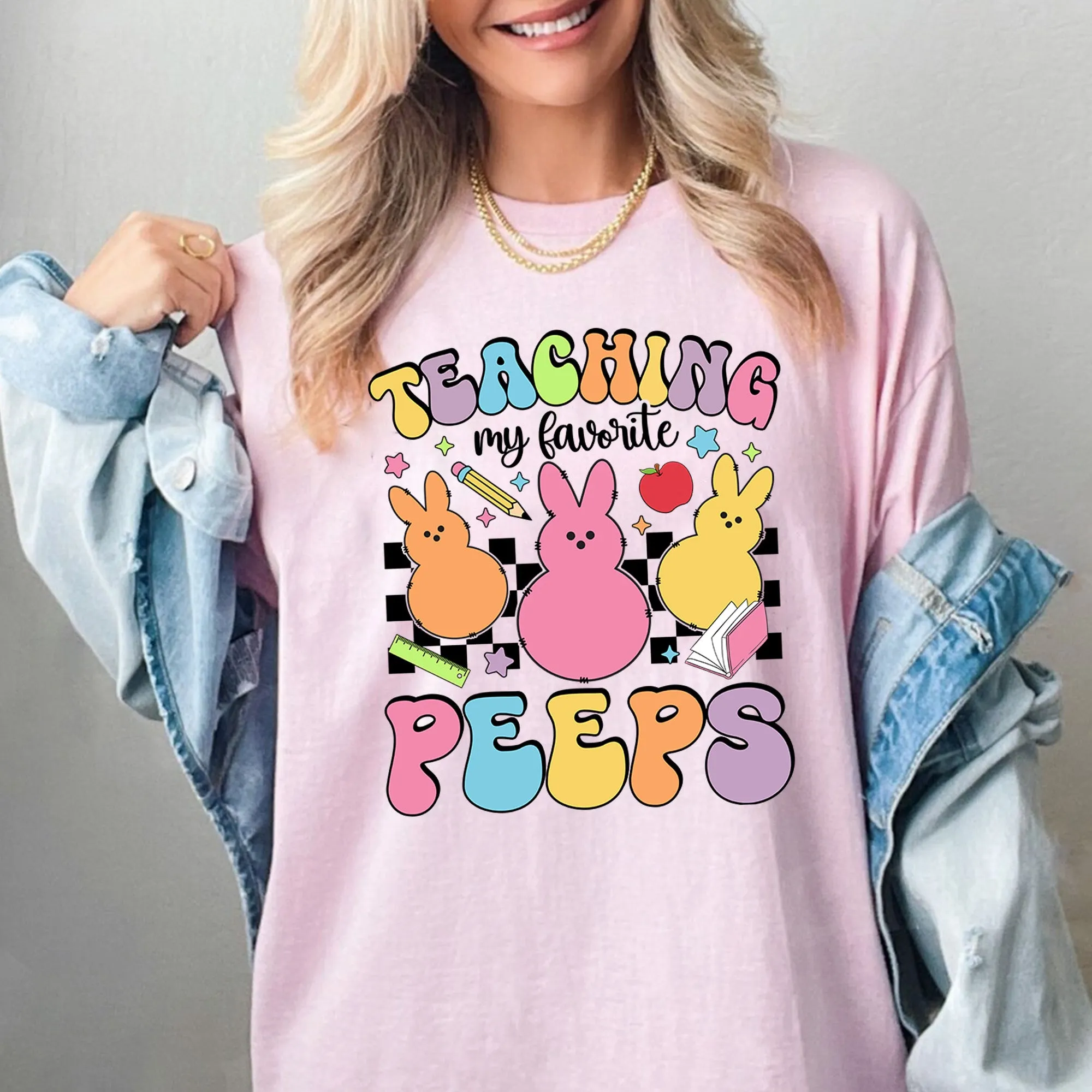 Teaching My Favorite Bunnies Shirt, Teacher Bunny Easter Sweatshirt, Easter Teacher Tee, Easter Teacher Shirt, Easter Gift For Teachers