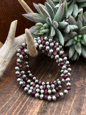 Tilly Navajo Pearl & Purple Spiny Oyster Stretch Bracelet