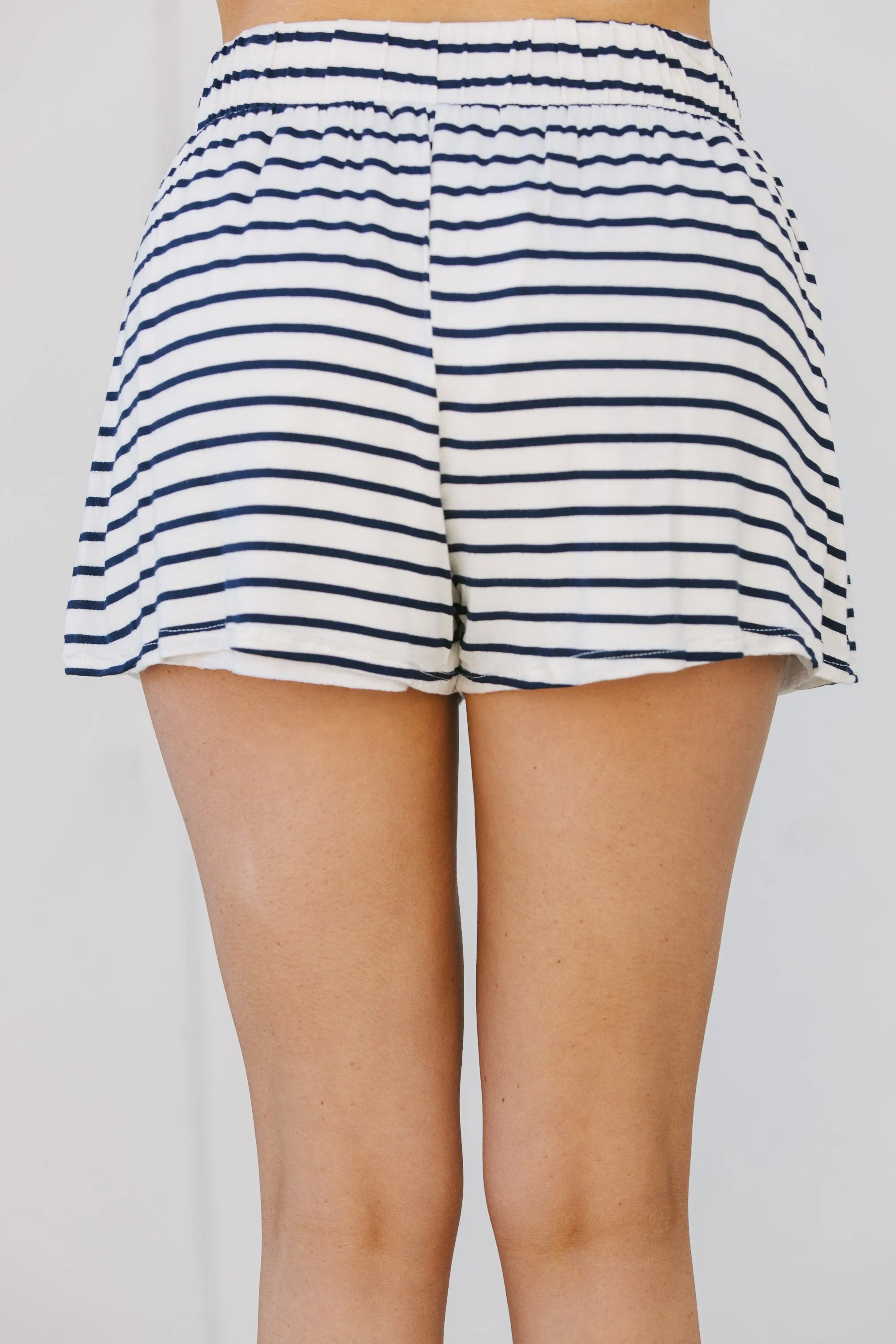 To Be Free Navy Blue Striped Shorts