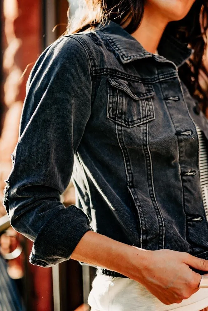 To The Bone Black Denim Jacket