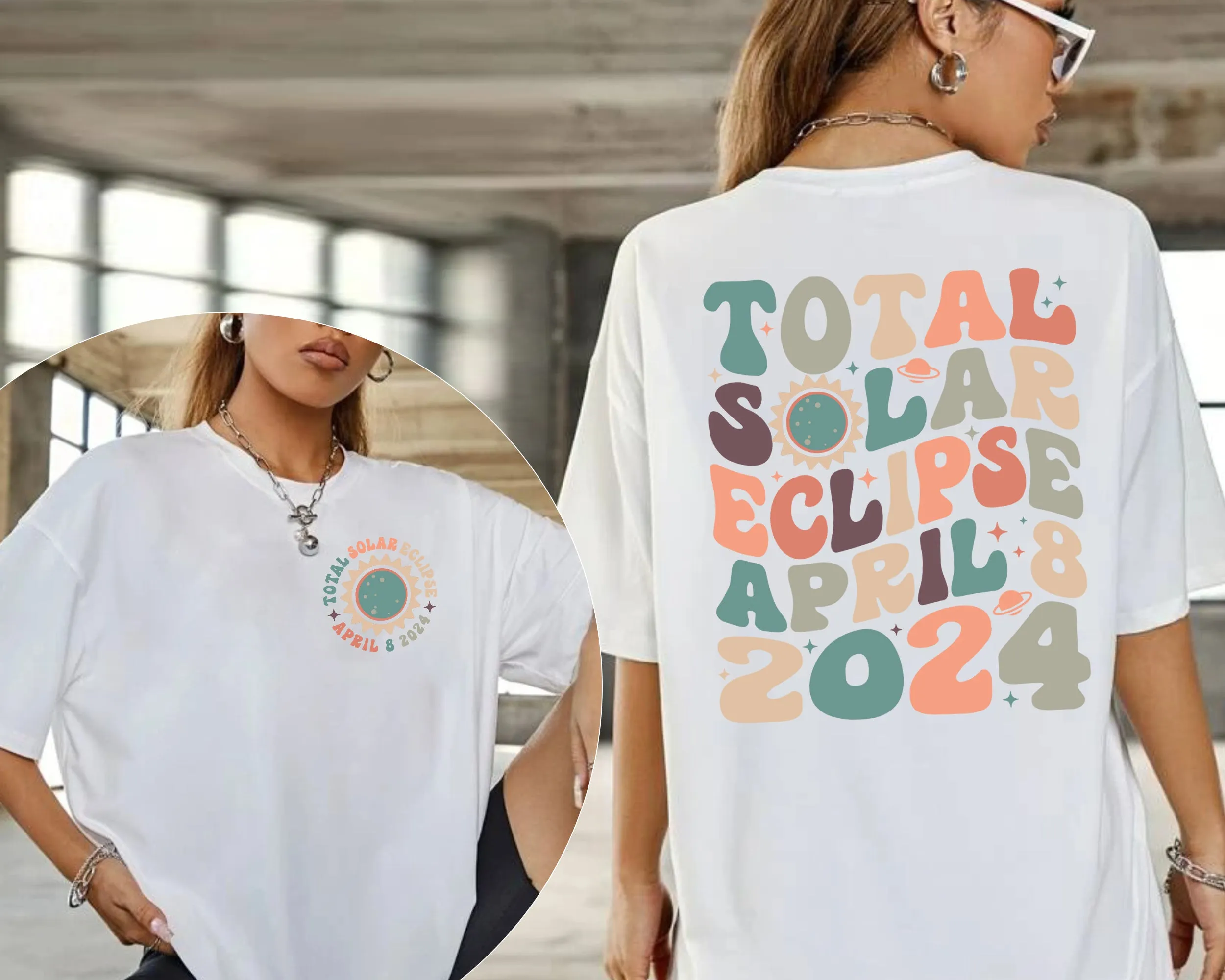Total Solar Eclipse 2024 Shirt, Double-Sided Shirt, April 8th 2024 Shirt, Celestial Shirt, Gift for Eclipse Lover, Eclipse Event 2024 Shirt