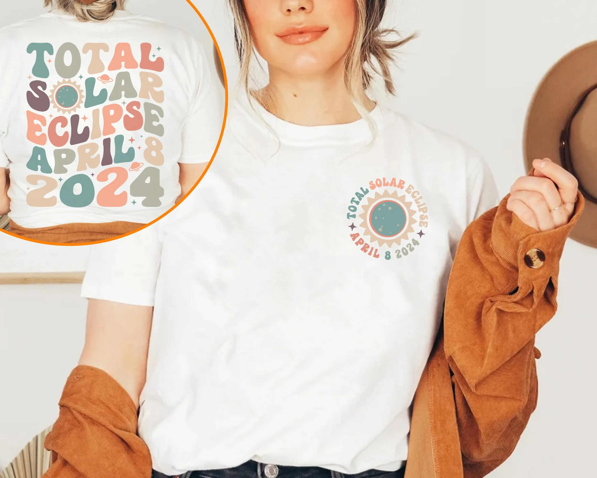 Total Solar Eclipse 2024 Shirt, Double-Sided Shirt, April 8th 2024 Shirt, Celestial Shirt, Gift for Eclipse Lover, Eclipse Event 2024 Shirt