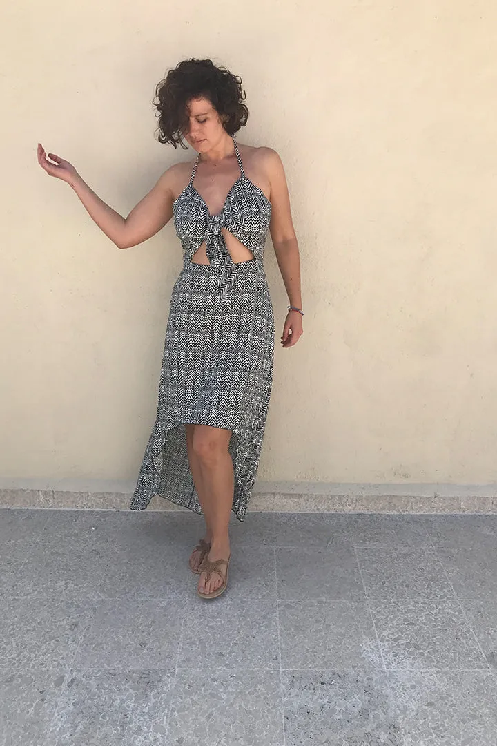 Tropical Beach Coverup Black and White Pattern