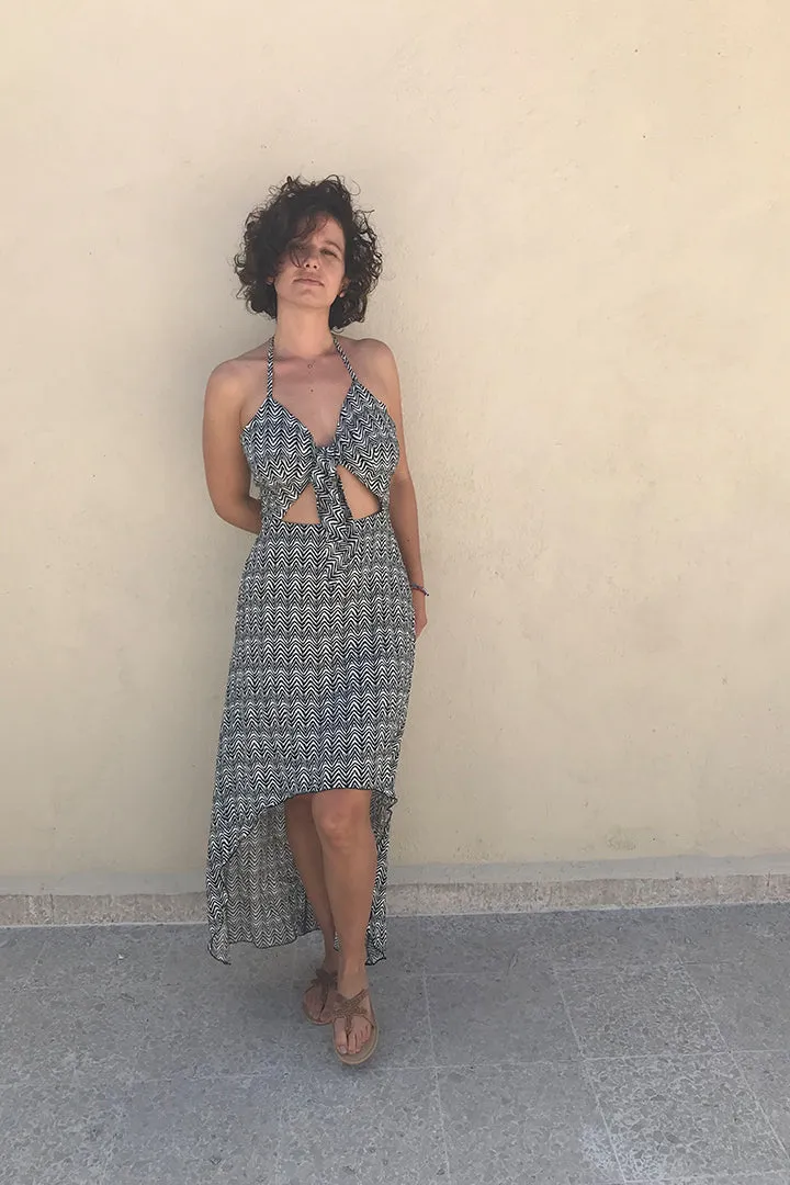 Tropical Beach Coverup Black and White Pattern