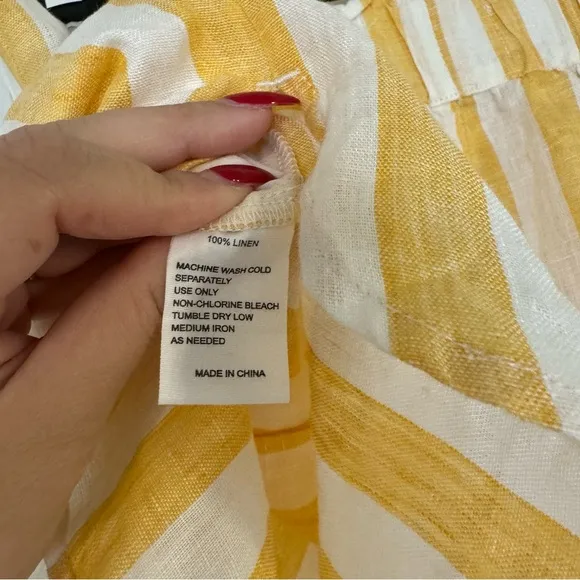 Trovata birds of paradise yellow awning stripe cotton Lucy shorts