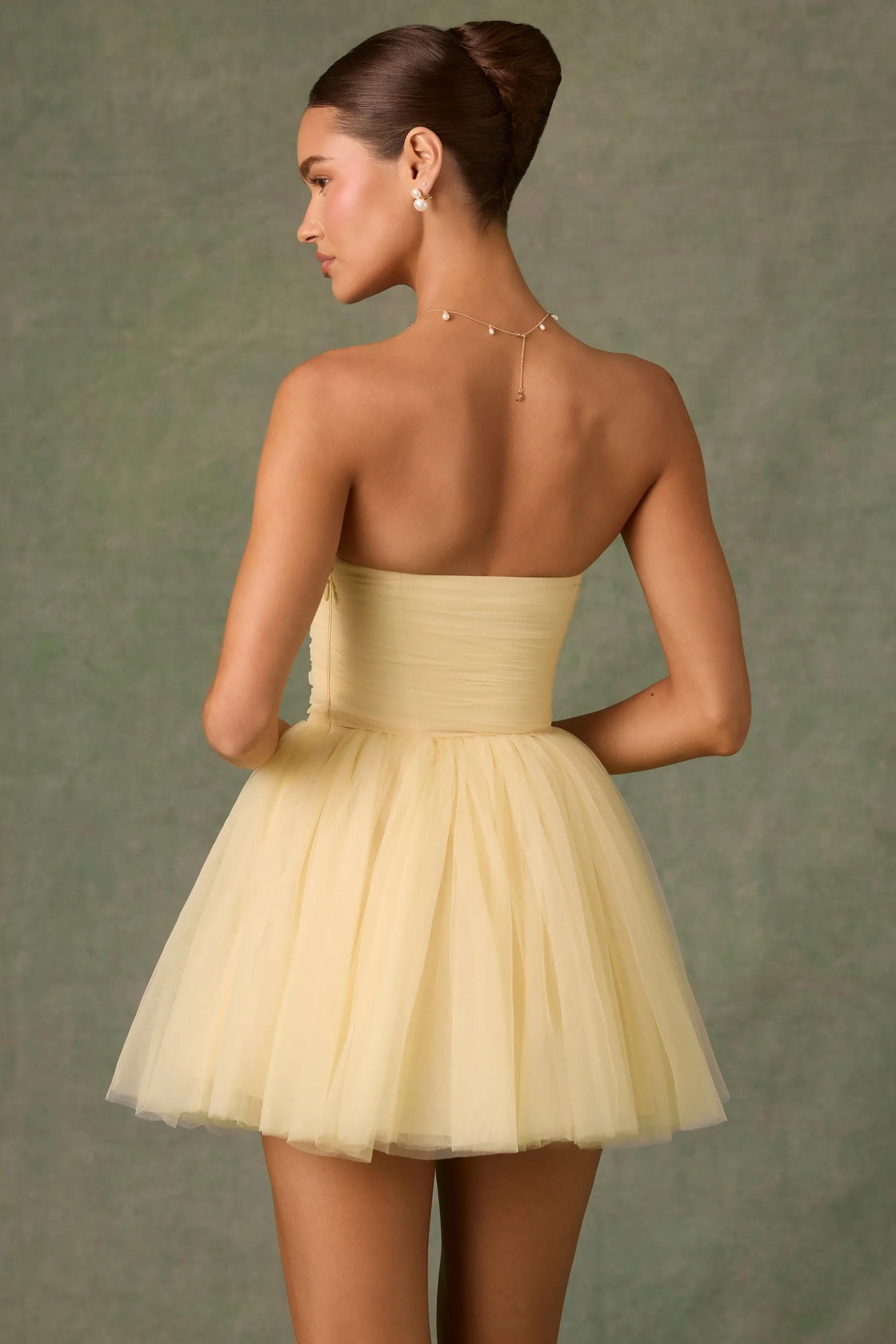 Tulle Corset Mini Dress in Yellow