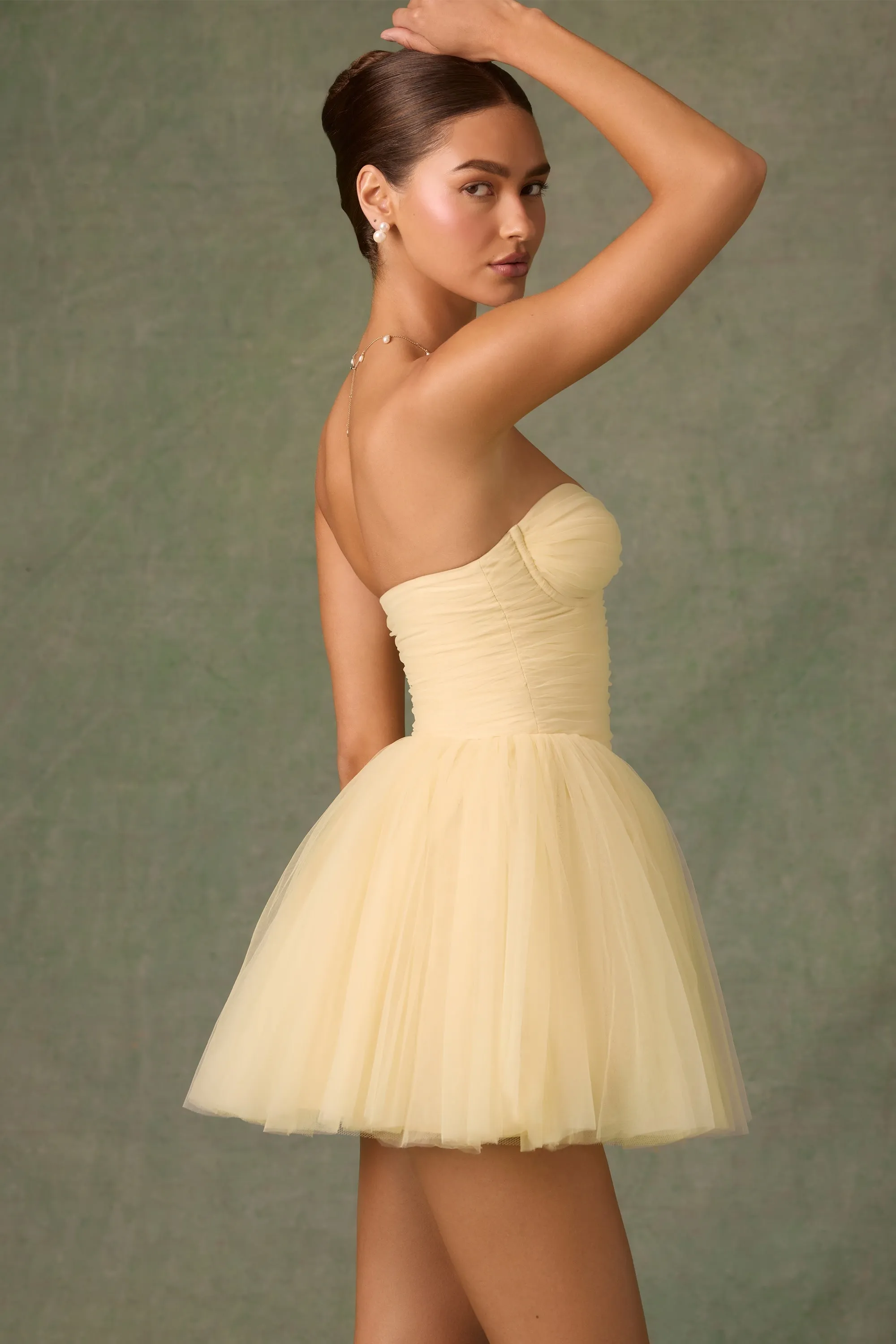Tulle Corset Mini Dress in Yellow