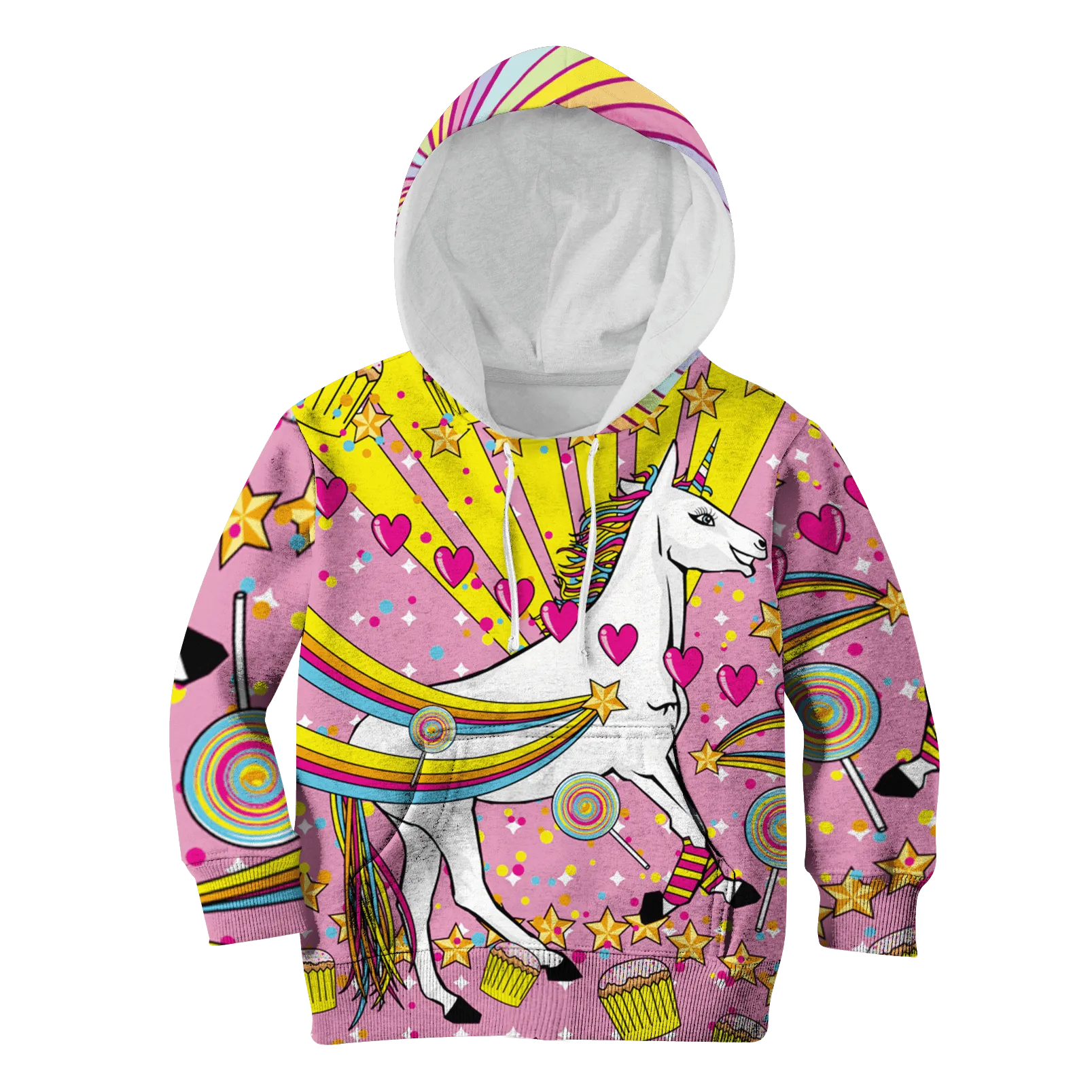 Unicorn with sweet heart Kid Custom Cosplay Hoodies T-shirt Apparel