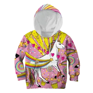 Unicorn with sweet heart Kid Custom Cosplay Hoodies T-shirt Apparel