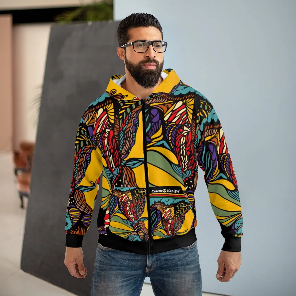 Unisex Zip Hoodie (Multi-Art2-BLK-AAF)