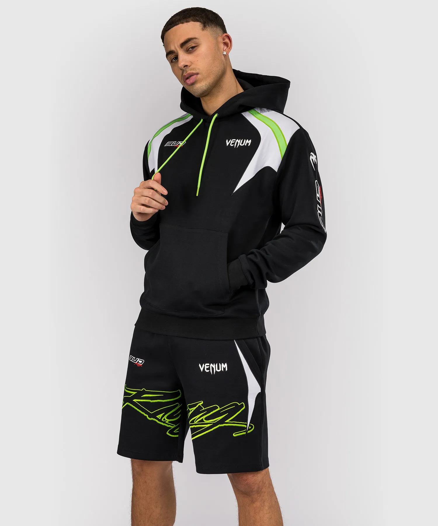 Venum x Bud Racing Heren Hoodie - Zwart/Wit/Limoengroen