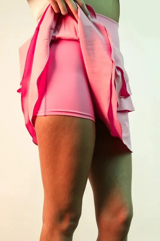 VERY J Riffled Tiered Layers Activewear Skirt with Shorts
