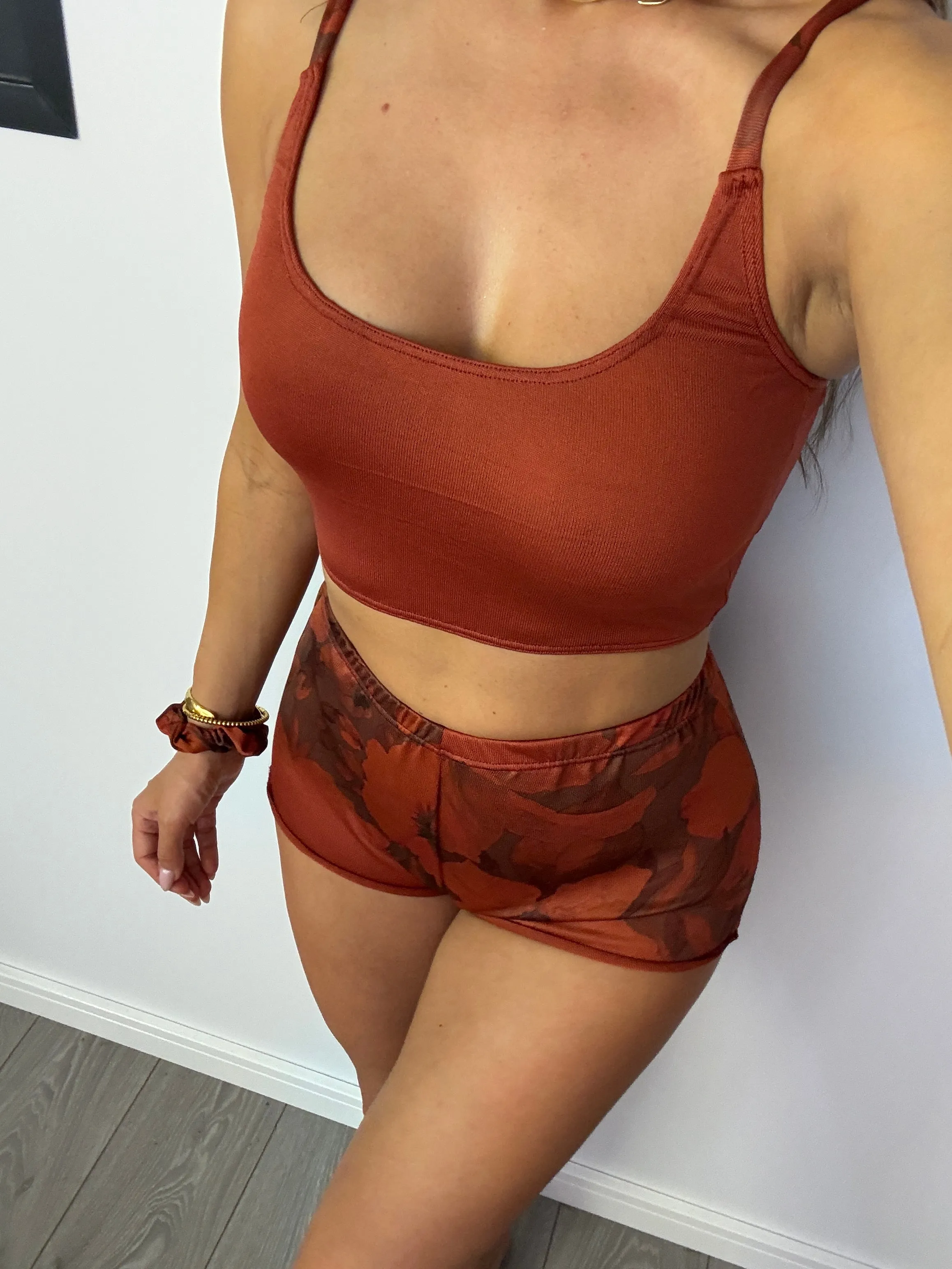 Vest & Mini Shorts Set in Cherry Blooms