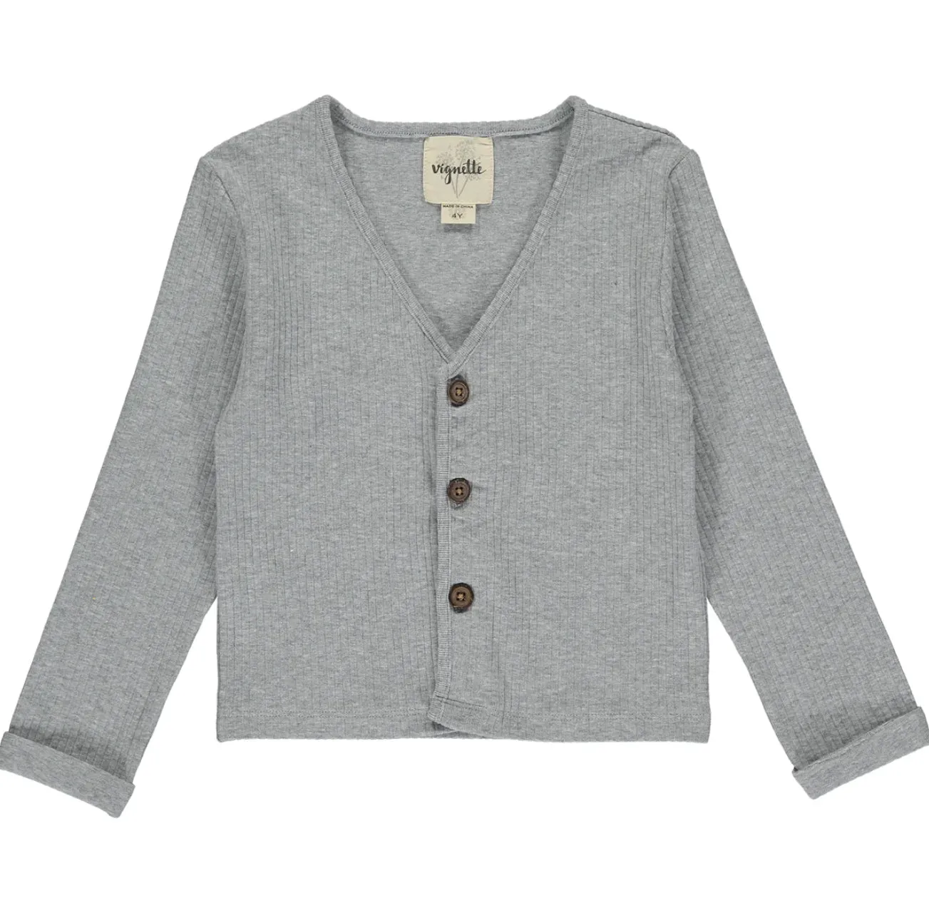 Vignette Girls “Aniyah” Rib Cardigan in Grey: Size 7 to 16
