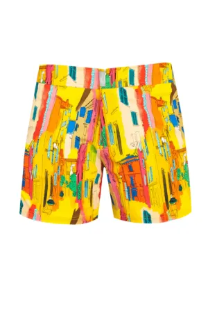 VILEBREQUIN Men Flat Belt Stretch Swim Shorts Sunny Streets