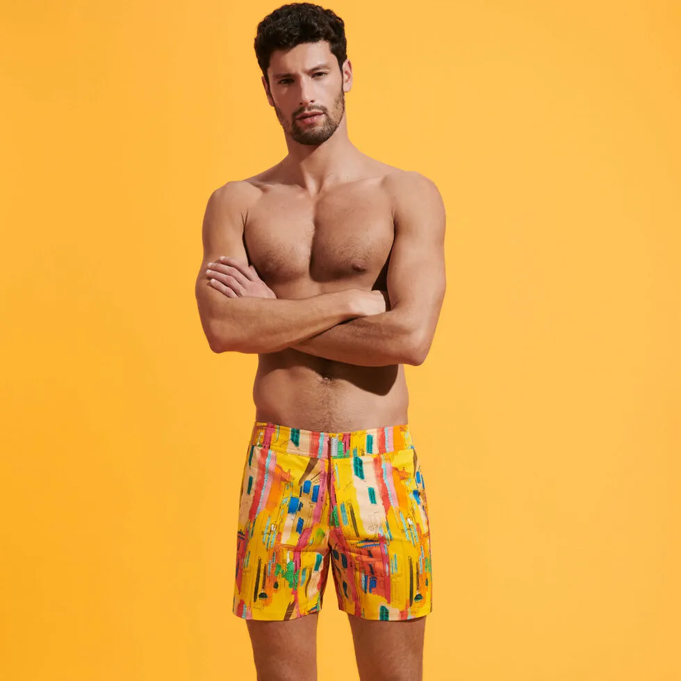 VILEBREQUIN Men Flat Belt Stretch Swim Shorts Sunny Streets