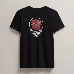 Women's Grateful Dead Rose Short Sleeve Crew - Black/Red