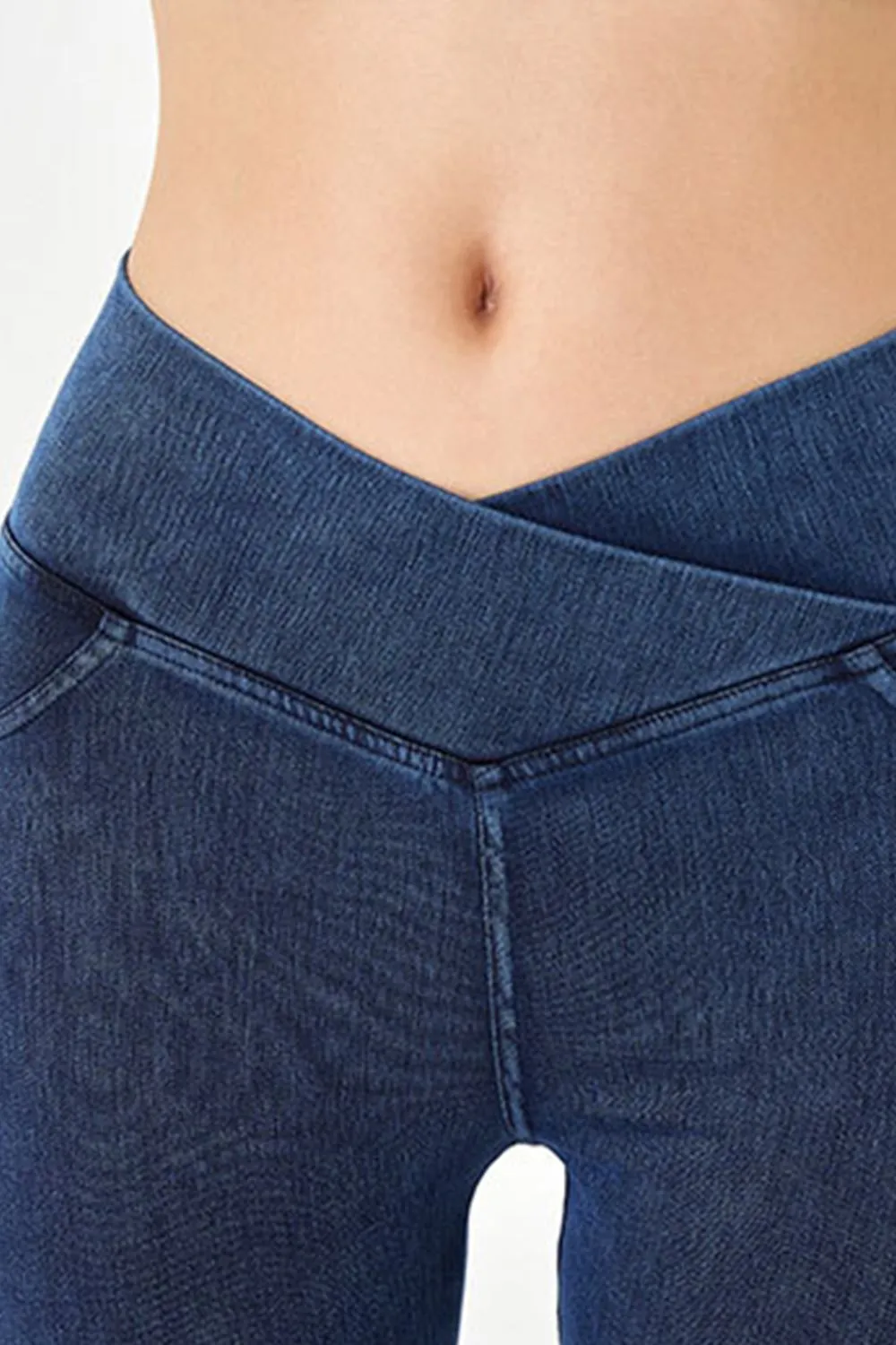 Women’s High-Stretch Asymmetrical Waist Denim Shorts with Pockets | Plus Sizes Available