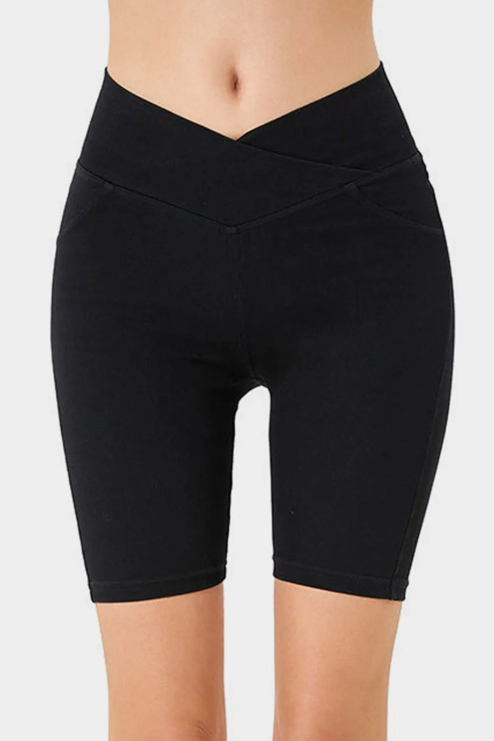 Women’s High-Stretch Asymmetrical Waist Denim Shorts with Pockets | Plus Sizes Available