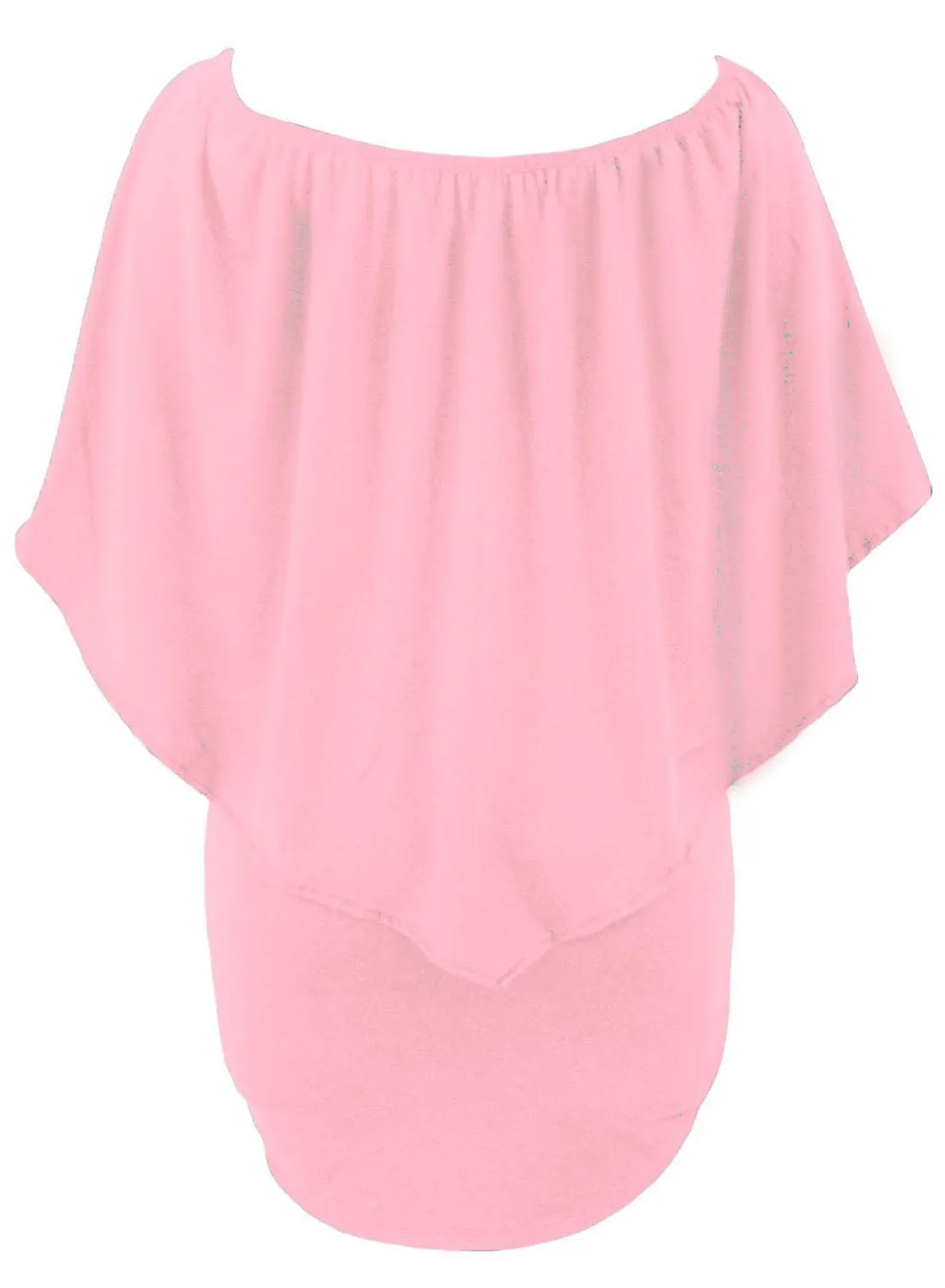 Women's Pink Off Shoulder Bandeau Ruffles Multiple Layered Plus Size Mini Dress