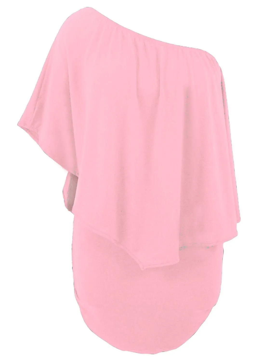 Women's Pink Off Shoulder Bandeau Ruffles Multiple Layered Plus Size Mini Dress