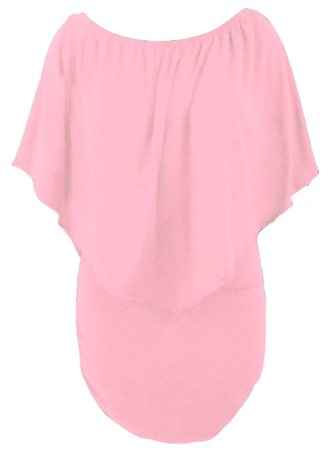 Women's Pink Off Shoulder Bandeau Ruffles Multiple Layered Plus Size Mini Dress