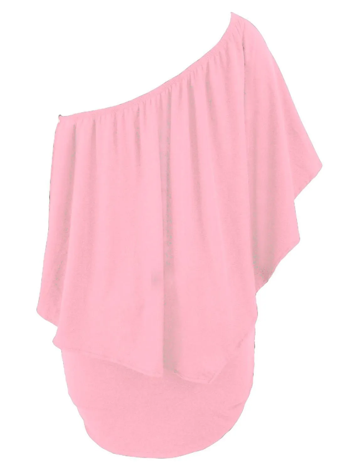 Women's Pink Off Shoulder Bandeau Ruffles Multiple Layered Plus Size Mini Dress