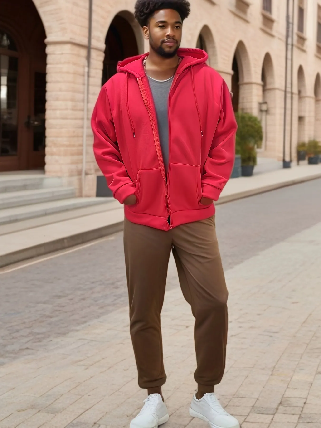 xieyinshe  Men's Spring & Autumn Sweatshirt With Zipper, Hoodies For Sports/outdoor, Men's Clothing, Plus Size