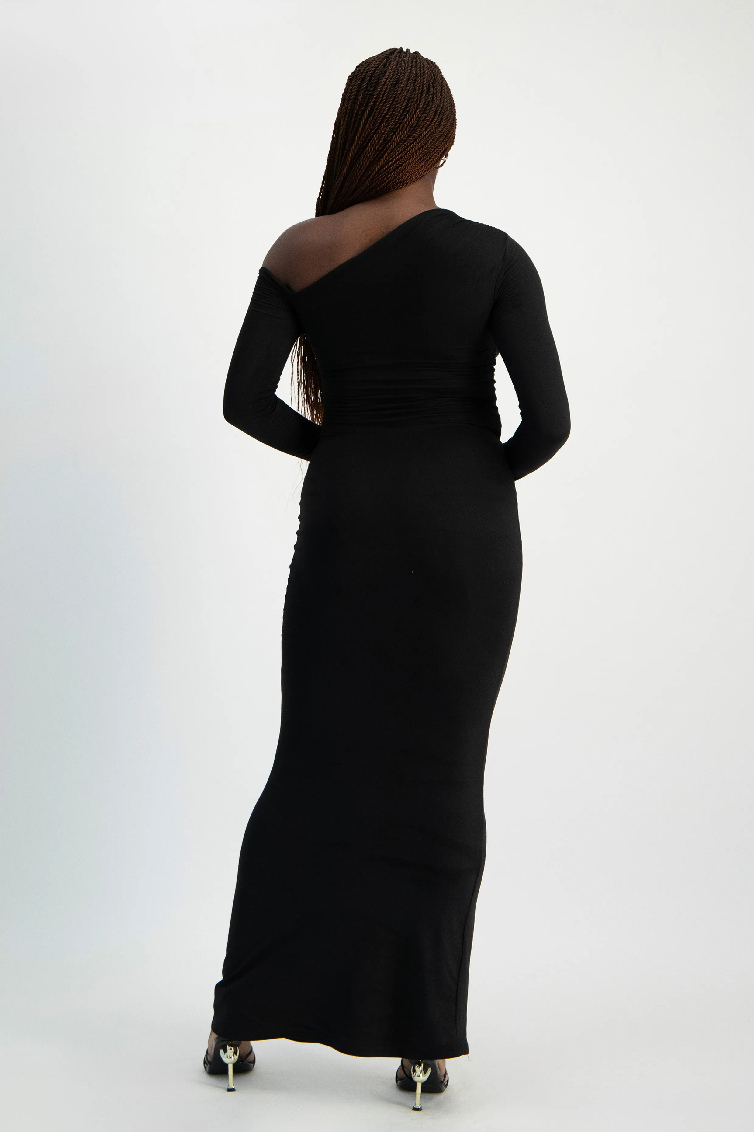 XTRA LENGTH Asymmetric Long Sleeve Lounge Maxi Dress