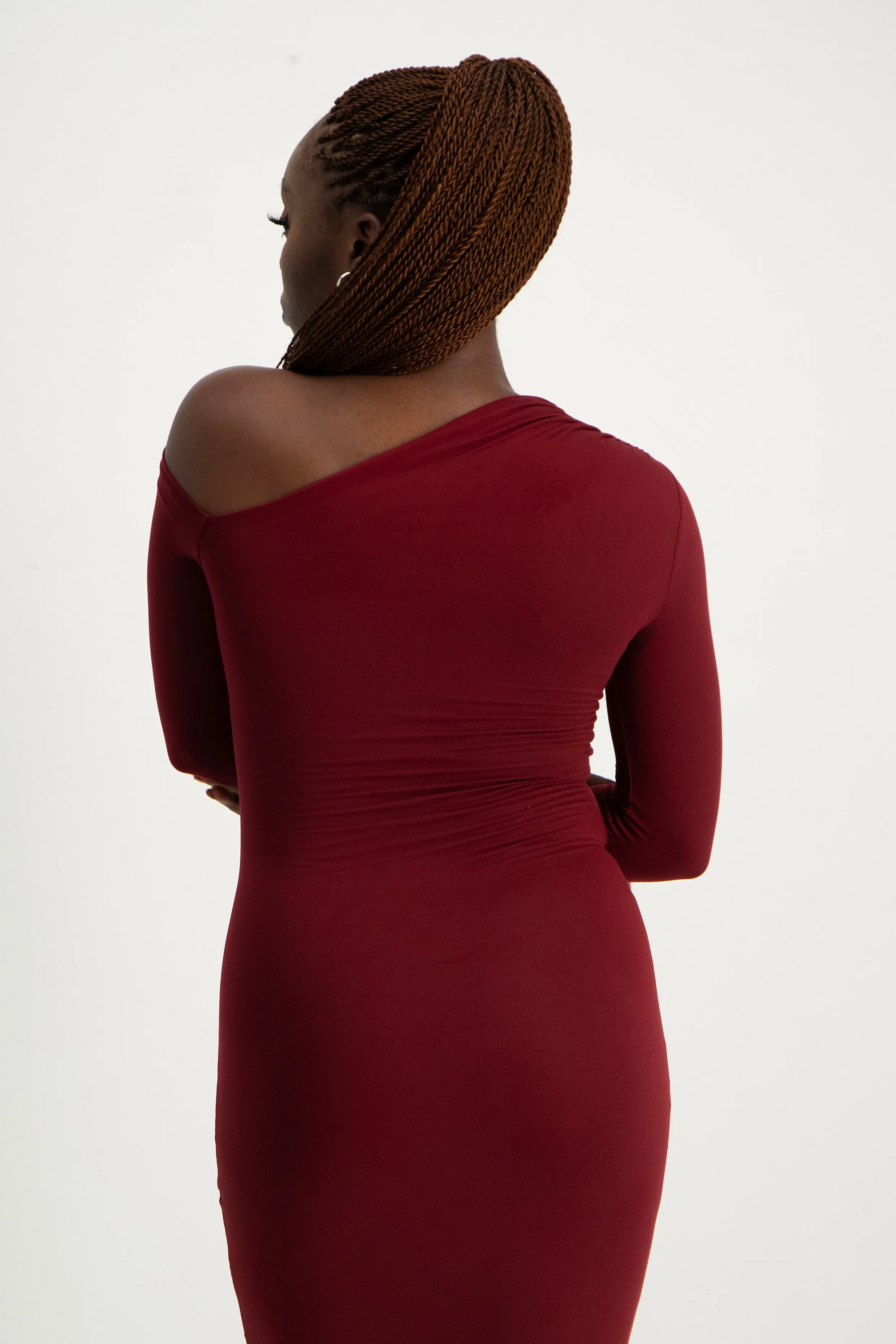 XTRA LENGTH Asymmetric Long Sleeve Lounge Maxi Dress