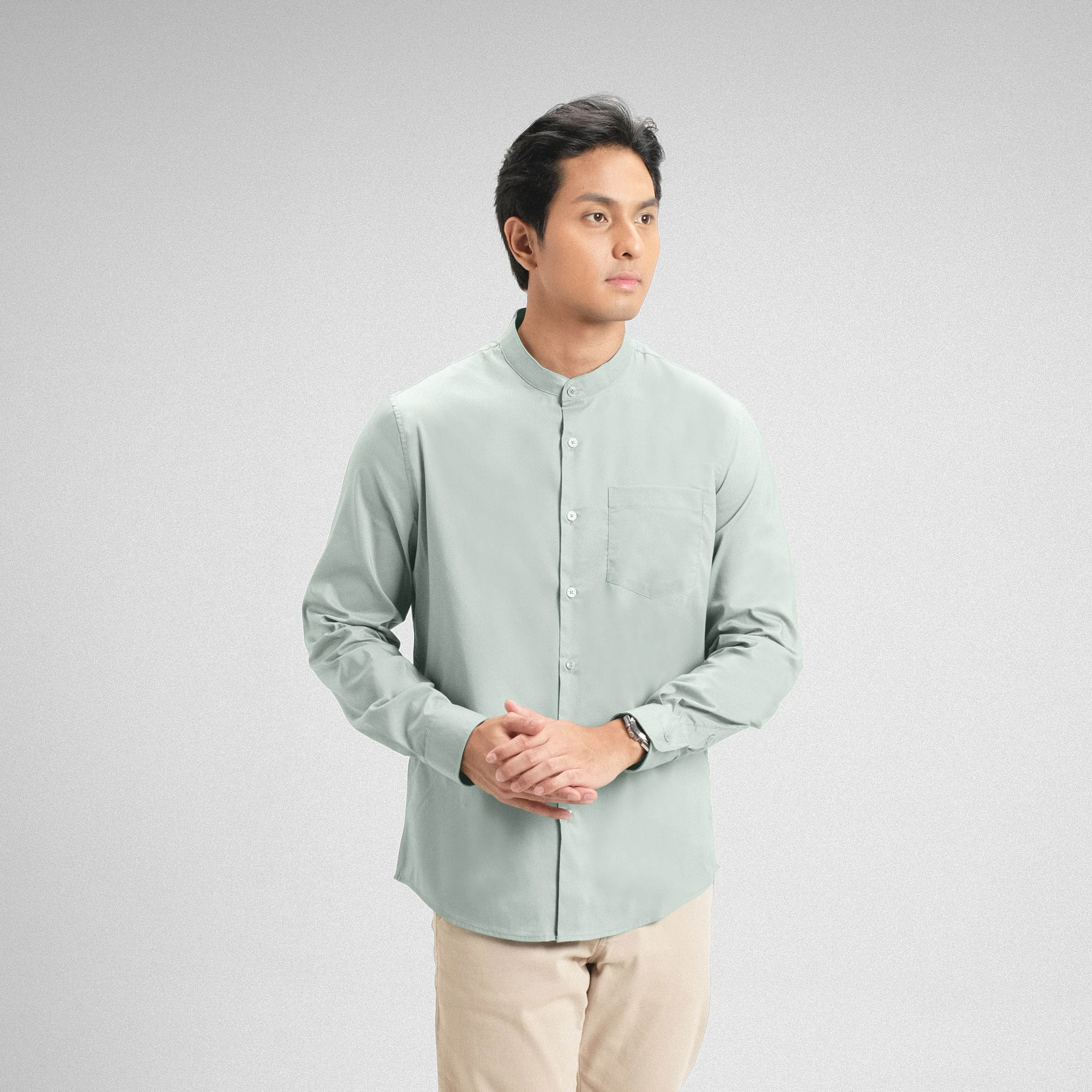 Zeon Collarless Shirt Long Sleeve