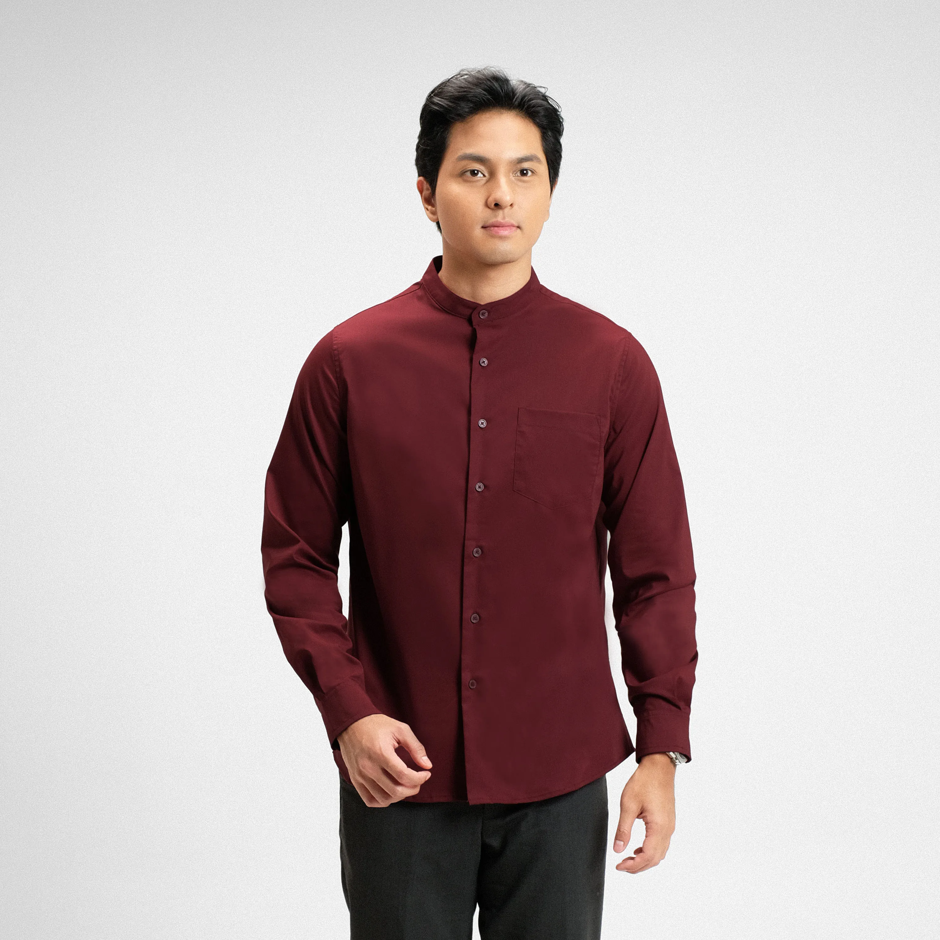 Zeon Collarless Shirt Long Sleeve