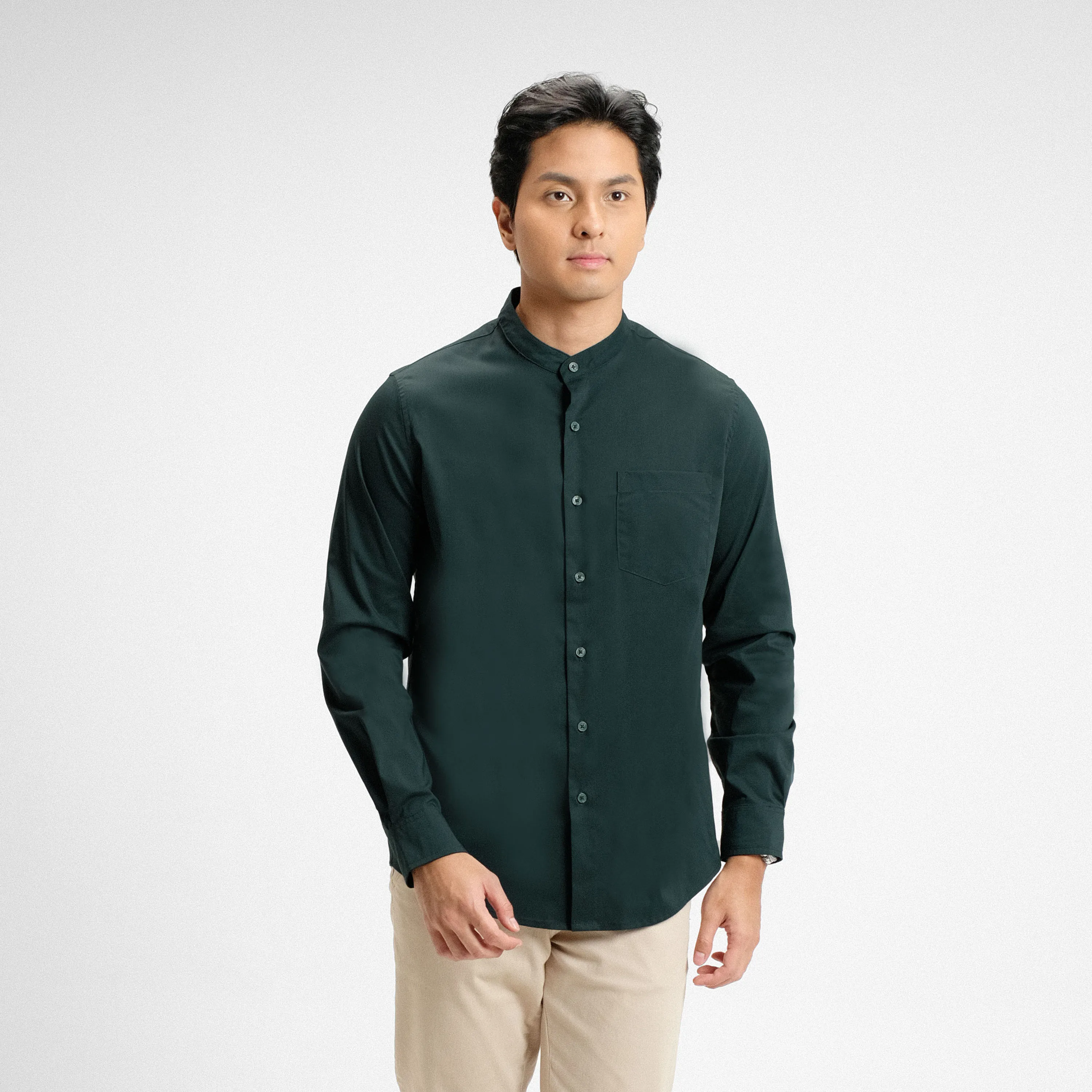 Zeon Collarless Shirt Long Sleeve