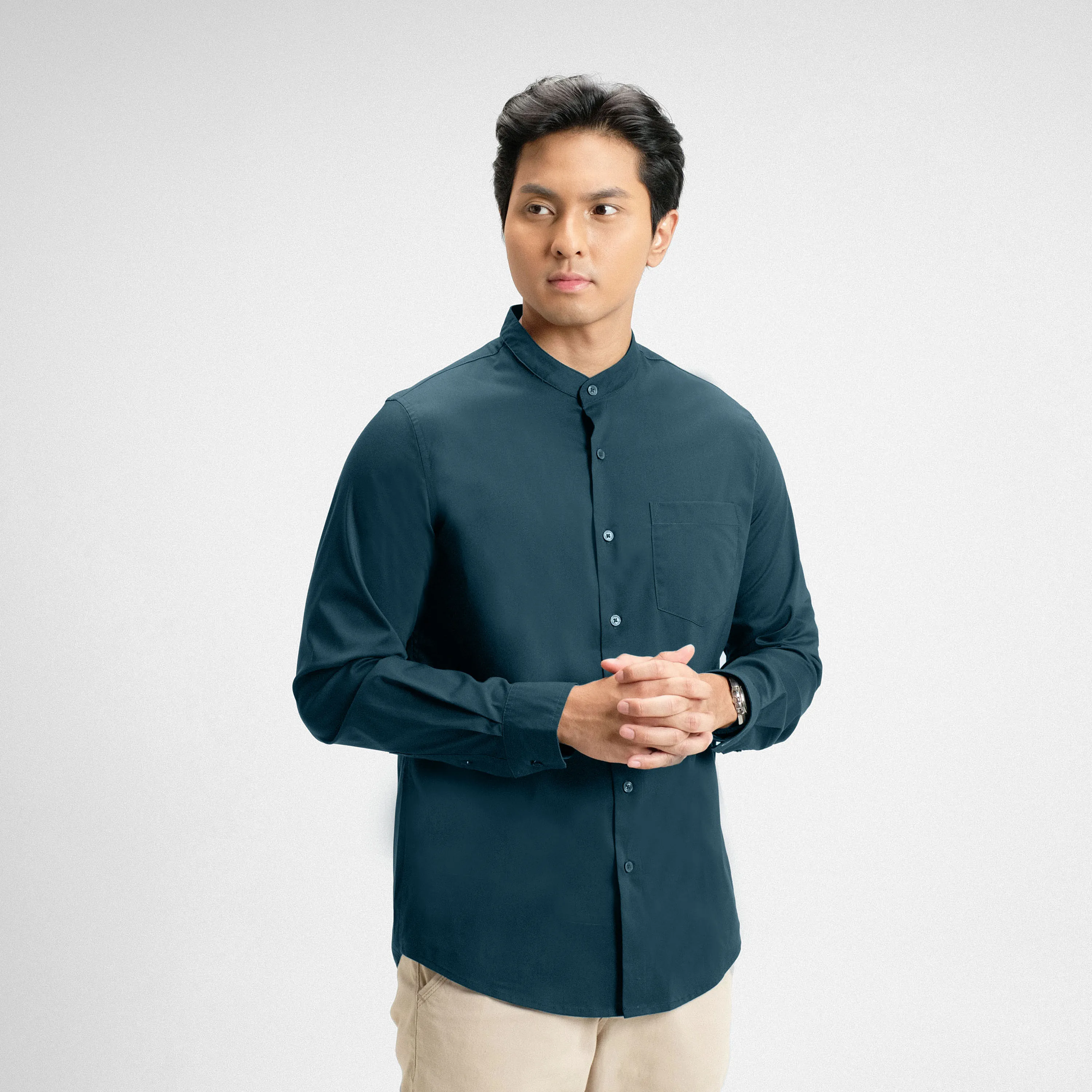 Zeon Collarless Shirt Long Sleeve