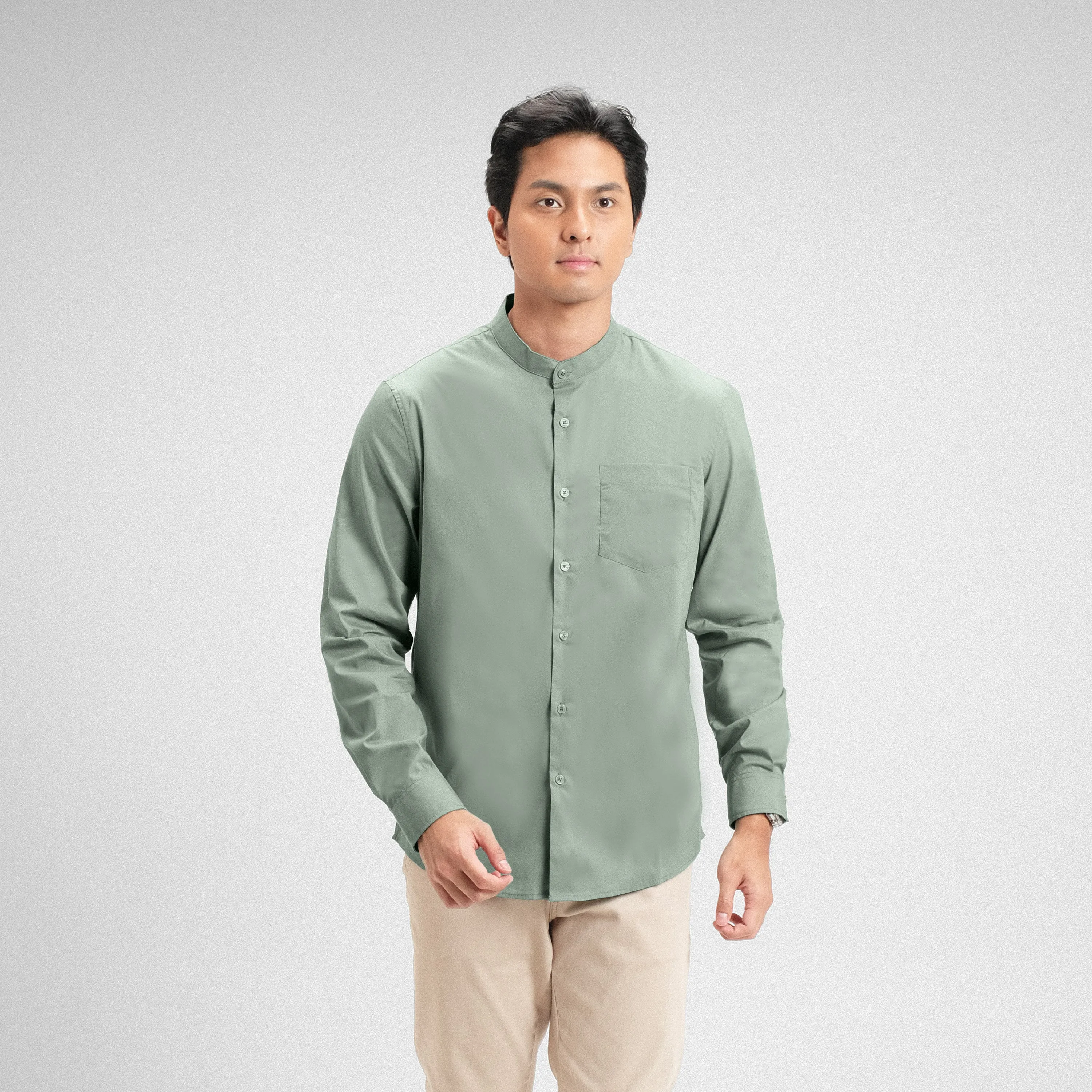 Zeon Collarless Shirt Long Sleeve